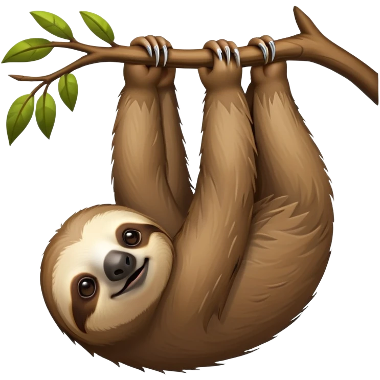 sloth hanging from a tree branch emoji