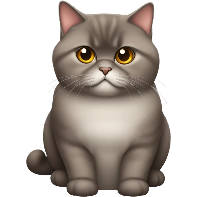 fluffy unimpressed looking deep brown british shorthair cat emoji
