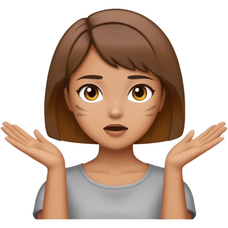 Girl with ash brown short hair wearing a shout-out outfit emoji
