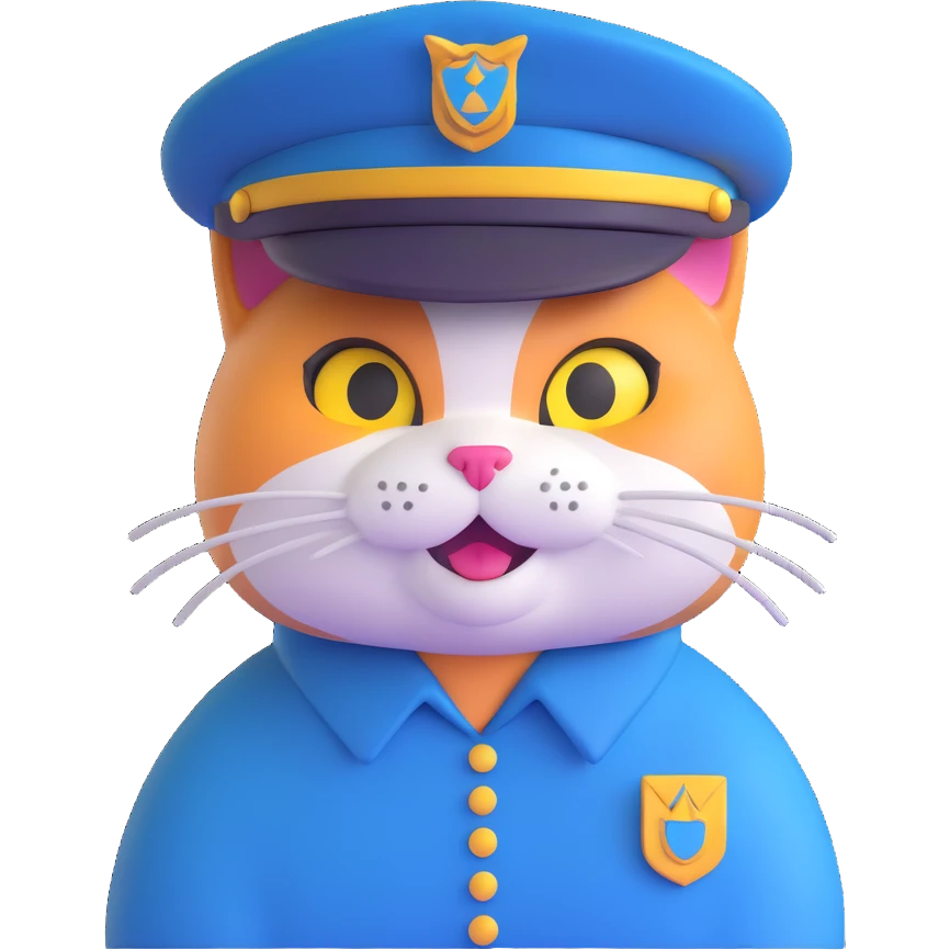 smirking cat wearing a cadet hat emoji