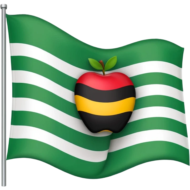 waving flag of Extremadura, Spain, apple emoji style, three horizontal stripes green white black, no coat of arms emoji