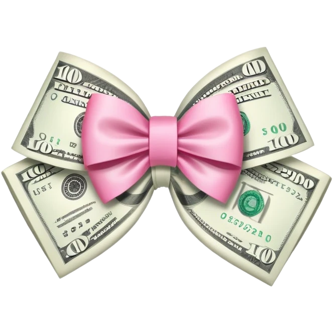 Hundred dollars with a pink bow around it  emoji
