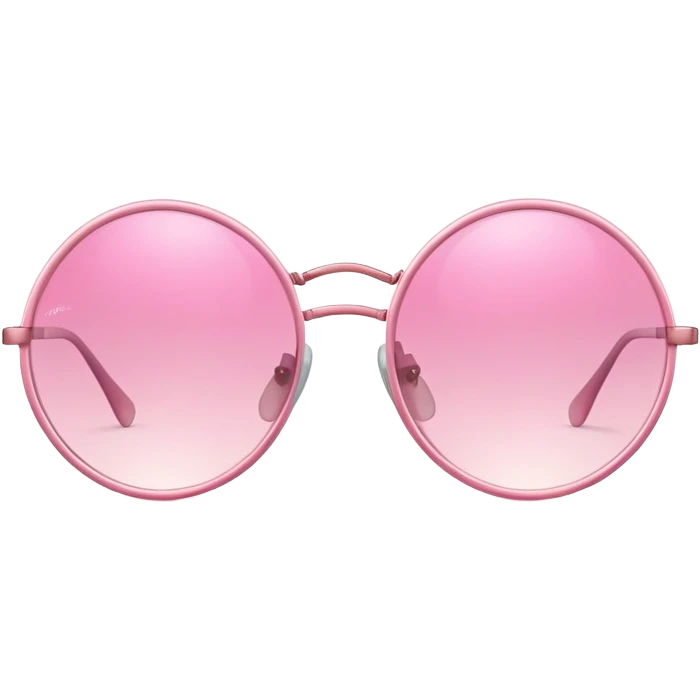 pink round glasses, circular frames with pink gradient lenses, john lennon style emoji