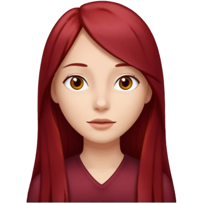 long straight dark red hair emoji