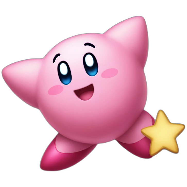 cute happy Kirby jumping on a star emoji