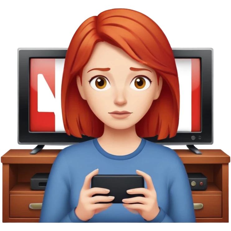 Mom with red hair watching netflix on tv emoji