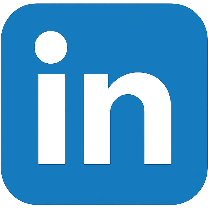 LinkedIn icon in a modern professional style, blue and white color scheme, simple and recognizable, suitable for digital use emoji