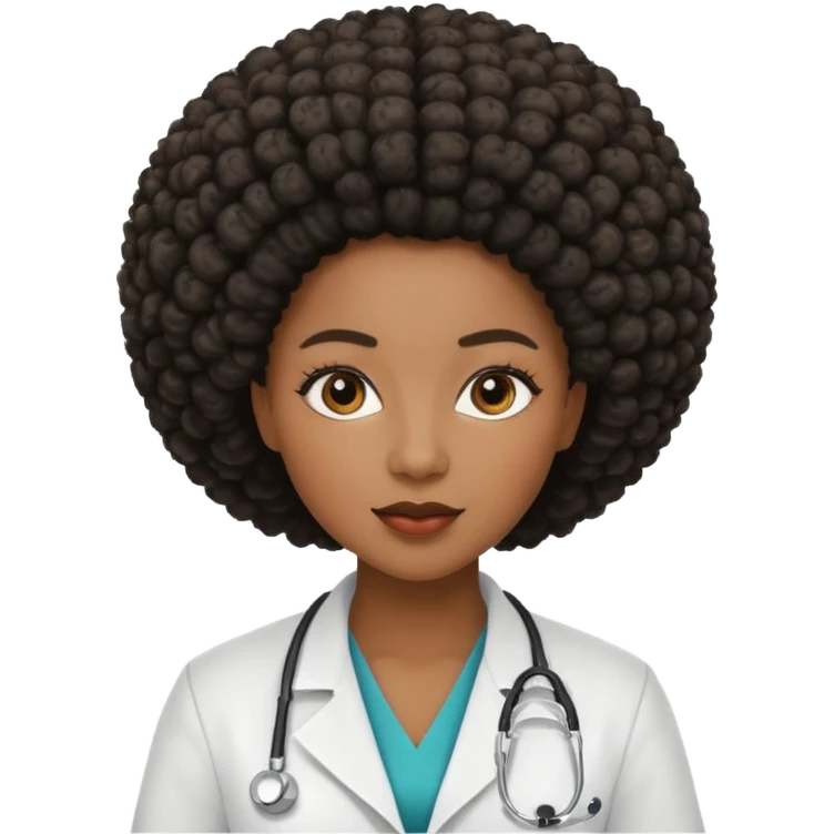 back female doctor with afro hairstypel emoji