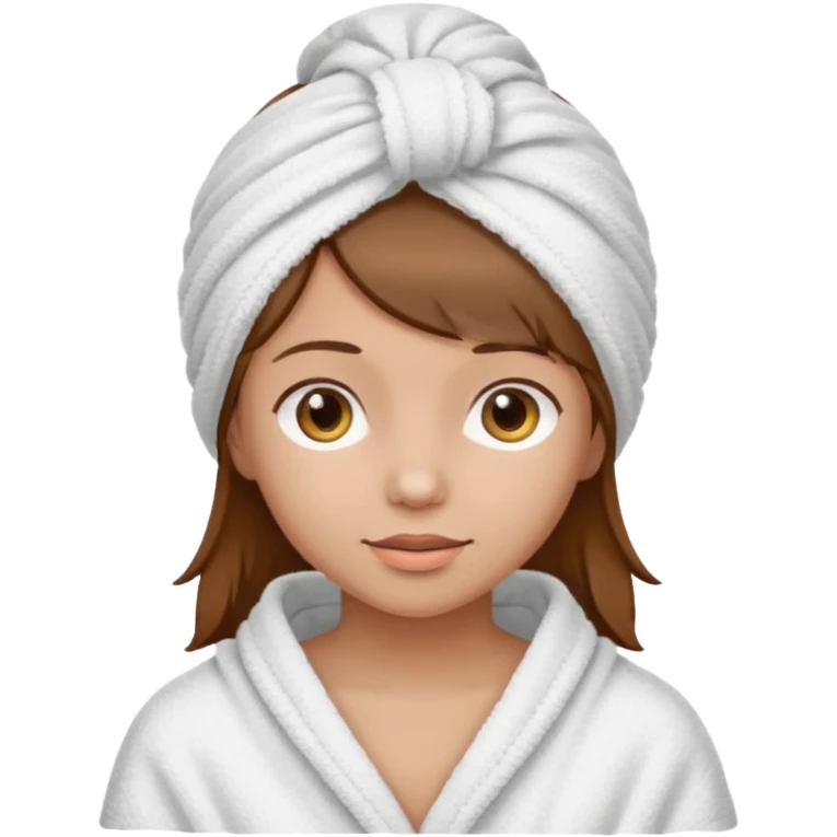Chica de pelo castaño con una toalla de baño en la cabeza emoji