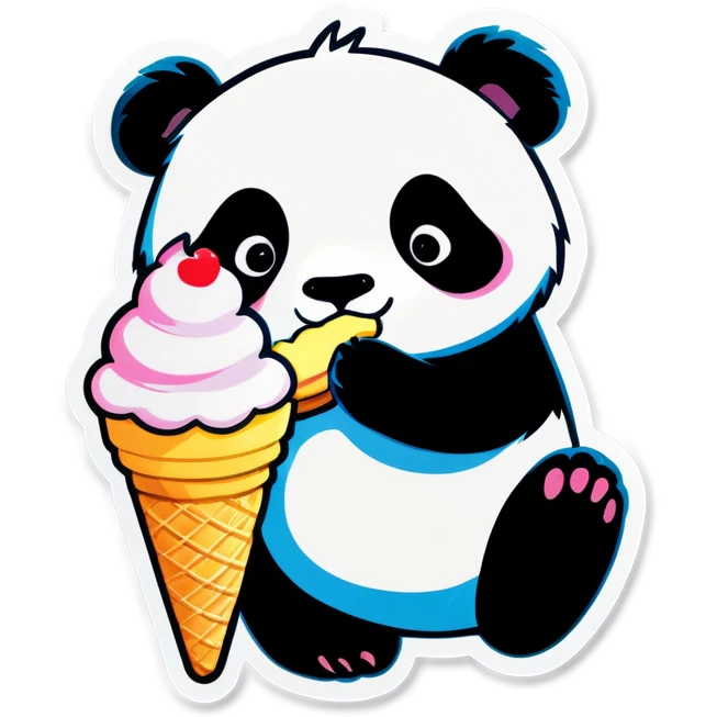 Panda eating ice cream emoji