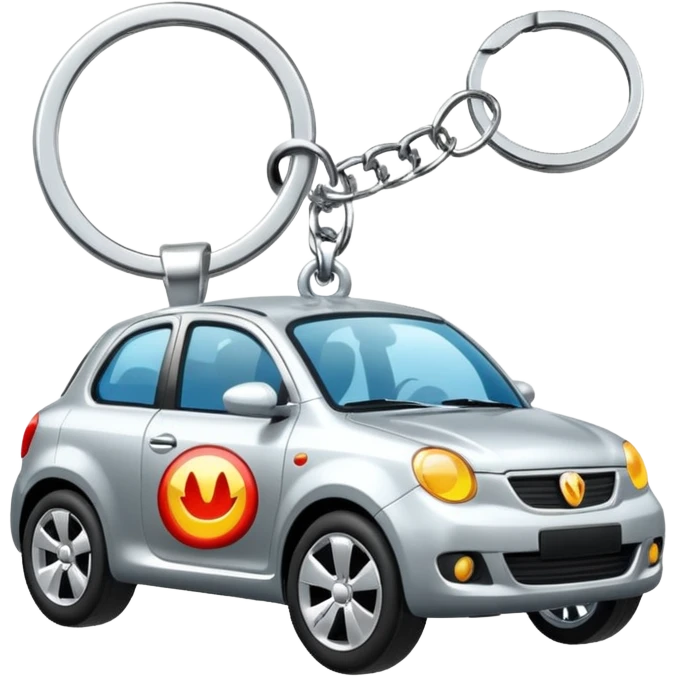 Car logo key chain – shiny metal car brand emblem.
 emoji