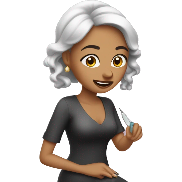 A lady turned around doing nails  emoji