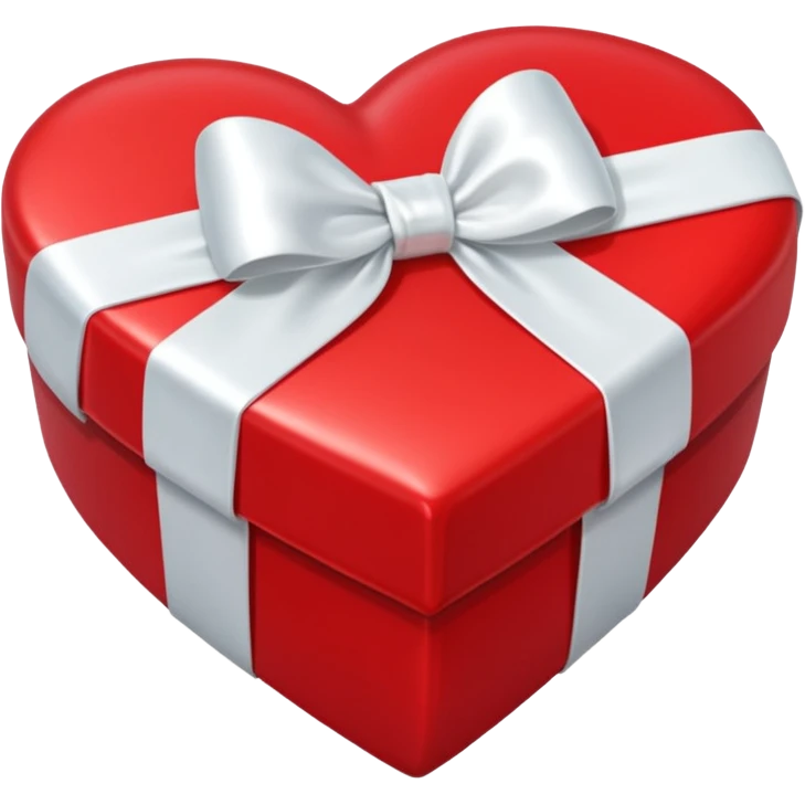 A red heart-shaped gift with a white bow emoji