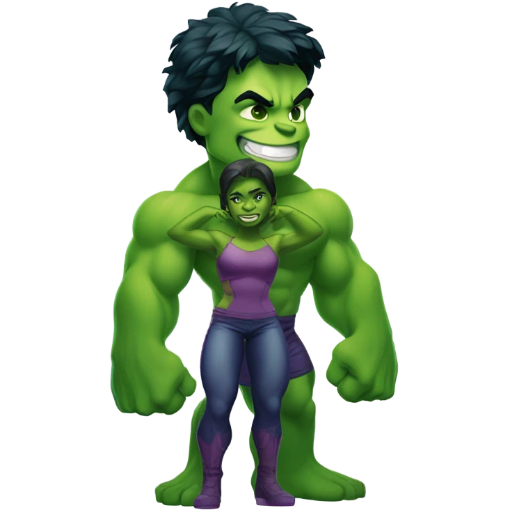 Mini cute Hulk with she hulk emoji