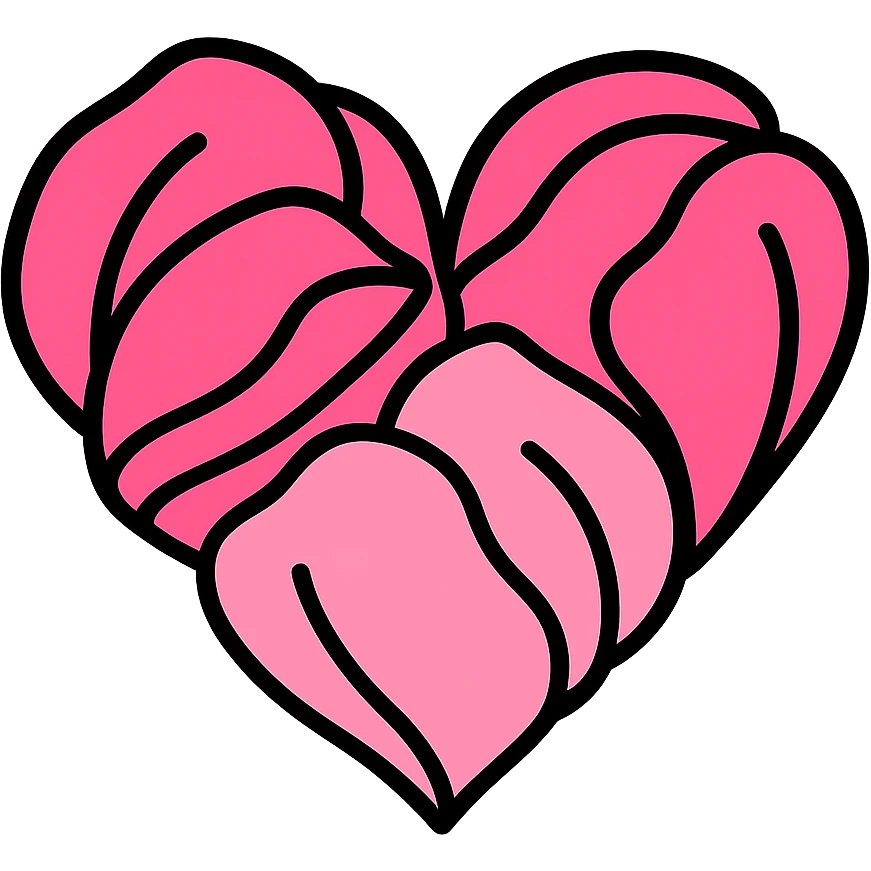 heart made of pink rose petals, delicate and romantic, icon style emoji