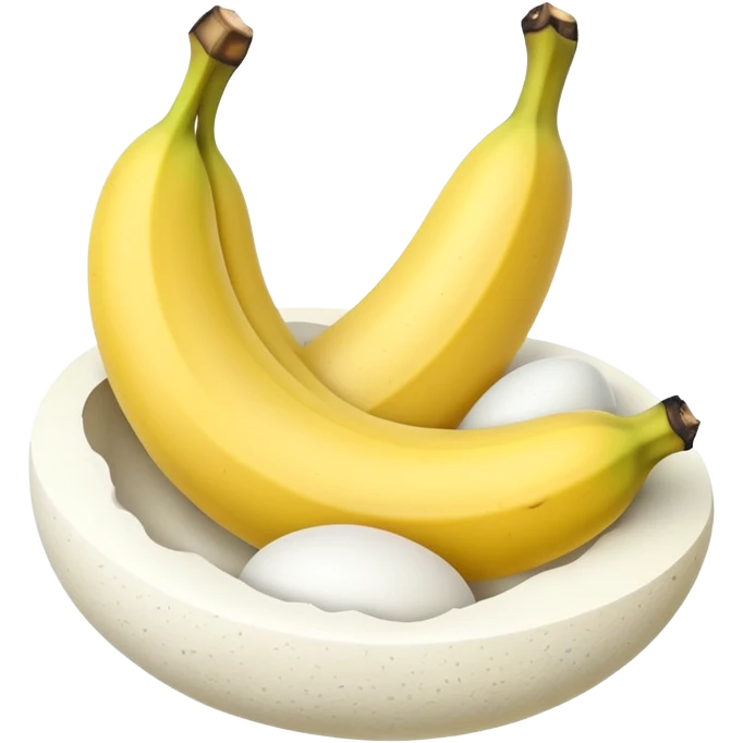 A banana standing between two eggs emoji