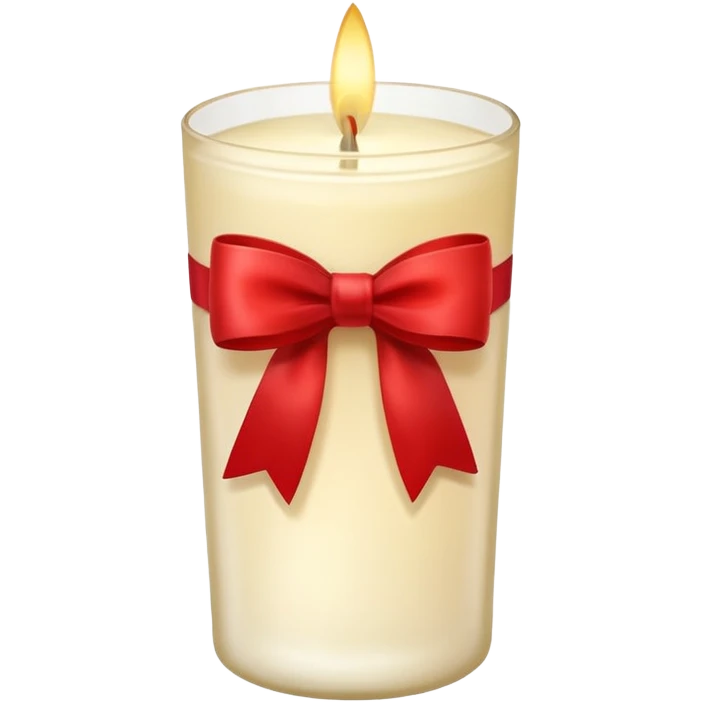 Soft vanilla long glass candle, with little red bow emoji