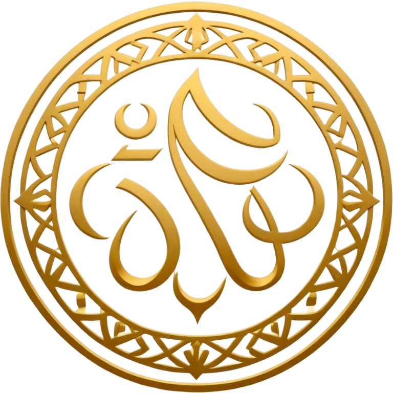 Golden circle with repeating pattern and central vertical band. Include "Allahu Akbar" in Arabic script next to it.
 emoji