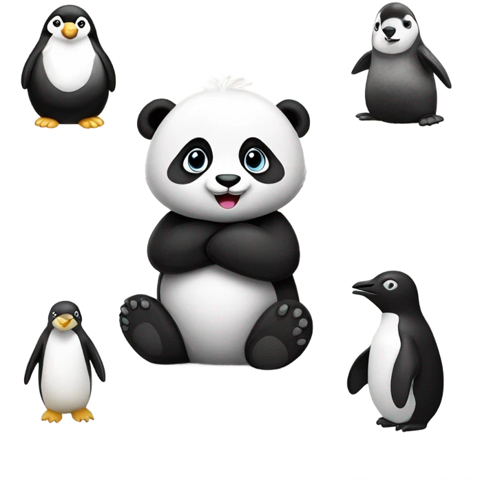 Panda and penguin emoji