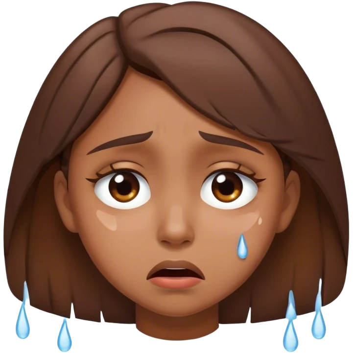 Brown girl brown hair crying  emoji