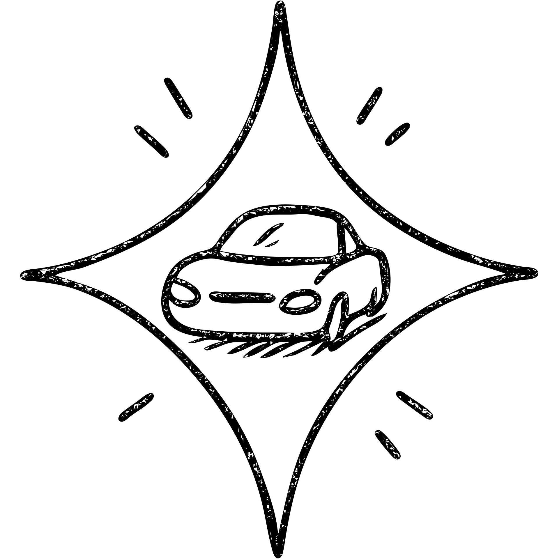 hand-drawn outlined icon of a small bright star on a glossy black vehicle surface, subtle reflections, clean and modern emoji