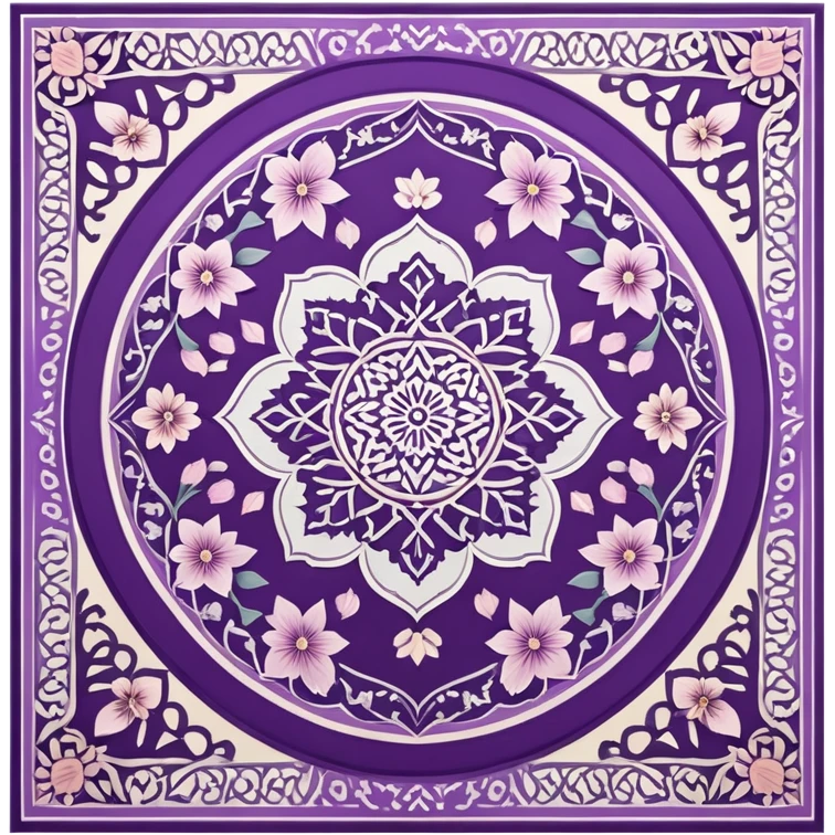islamic Muslim prayer mat purple with blossom emoji