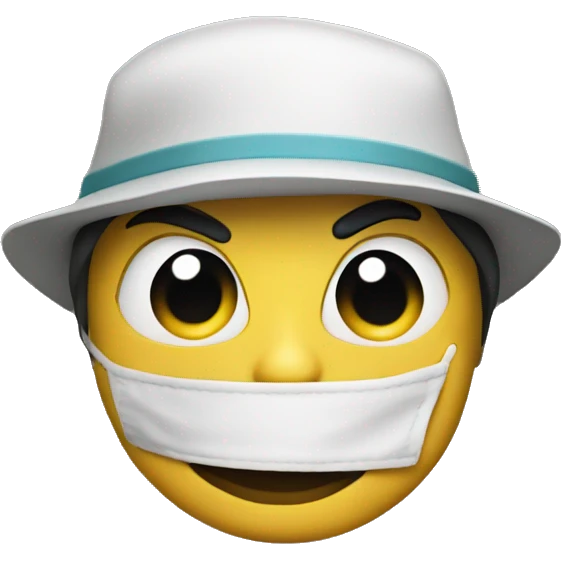 A sticker of a guy in a mask who waves hello emoji