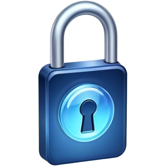 Holographic and glassmorphic dark blue lock emoji