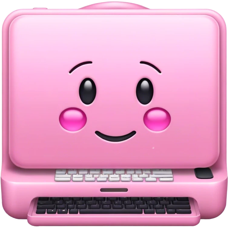 computador com um laço cumprido e estreito na cor rosa claro emoji