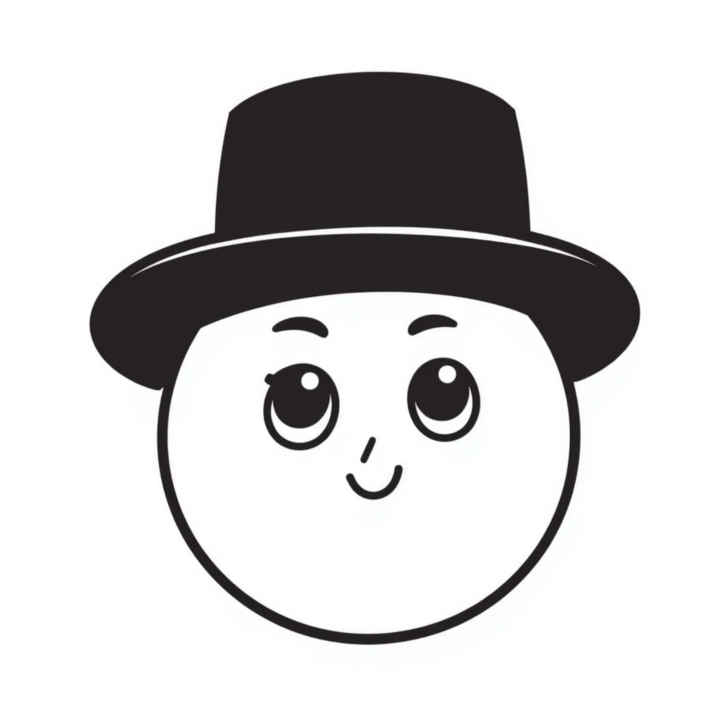 a ball with eyes and a hat, hand drawn doodle style emoji