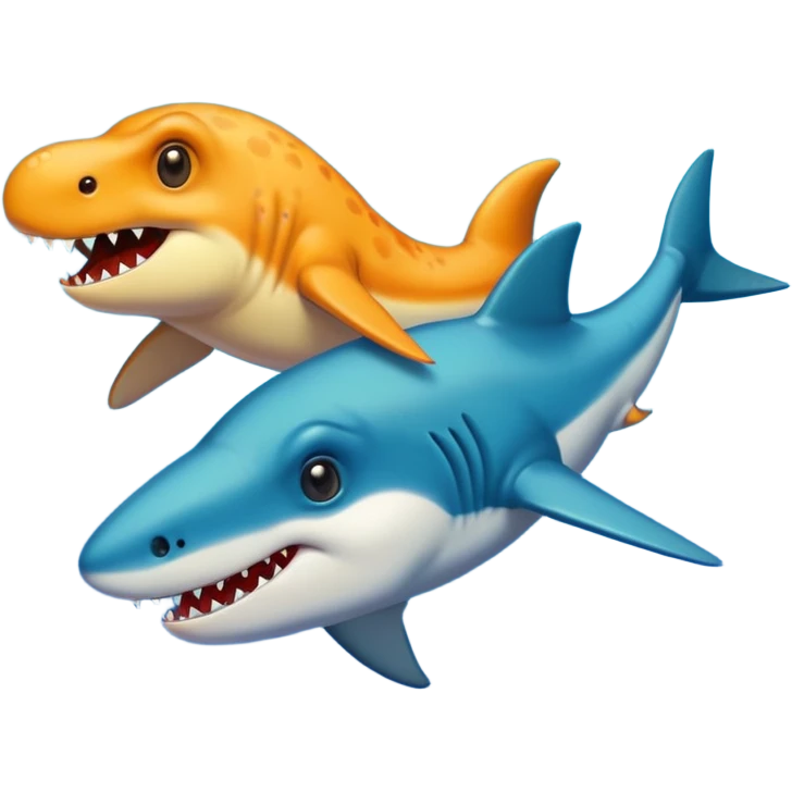 Dinosaur lemming with shark emoji