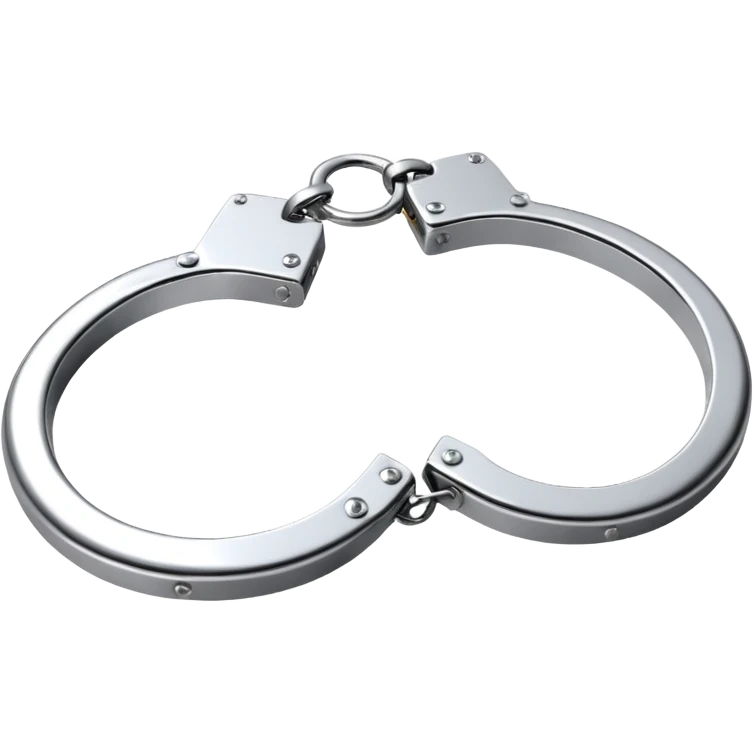 A pair of elegant handcuffs emoji made of silver chrome, smooth rounded design, glossy metallic reflections, luxury fetish aesthetic, minimal iOS emoji style, centered, clean white background emoji