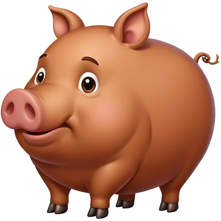 big fat brown pig emoji