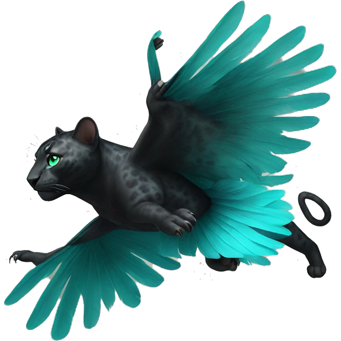 winged black leopard with turquoise eyes flying emoji