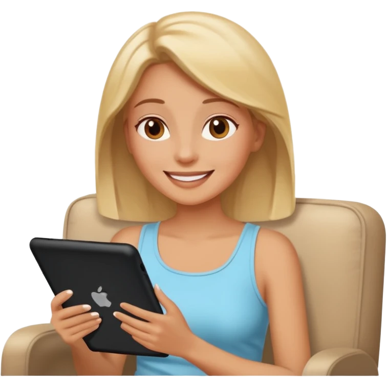 Woman watching movie on tablet emoji