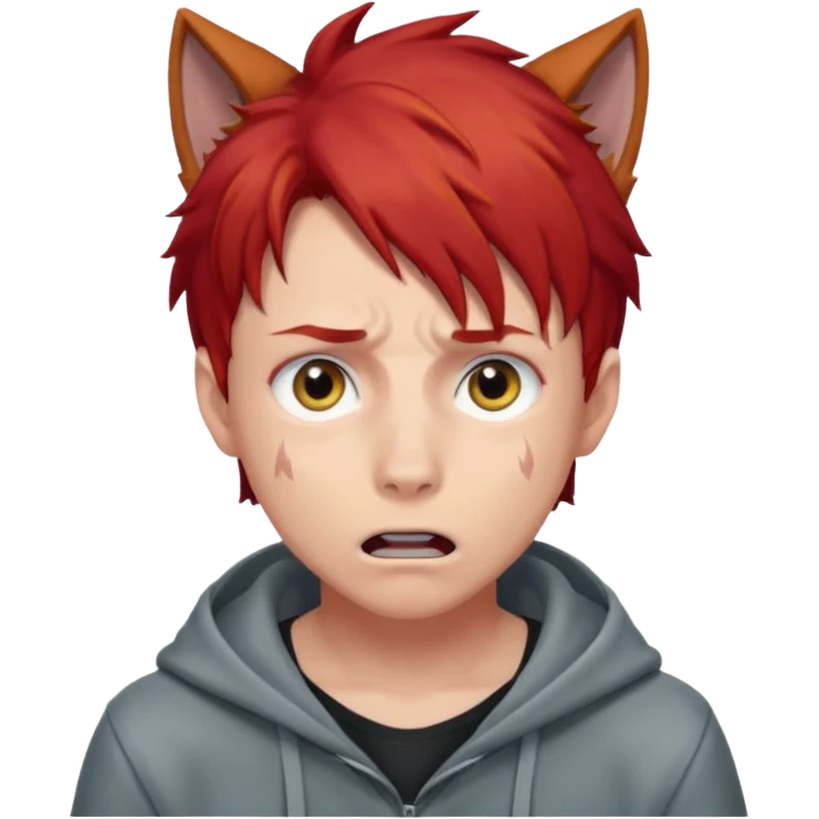 Wolf Anime Boy scared red hair emoji