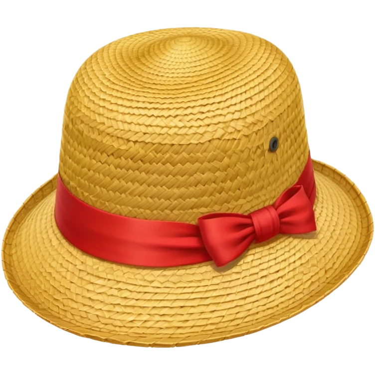 Luffy's iconic straw hat from One Piece, yellow straw hat with red ribbon band emoji