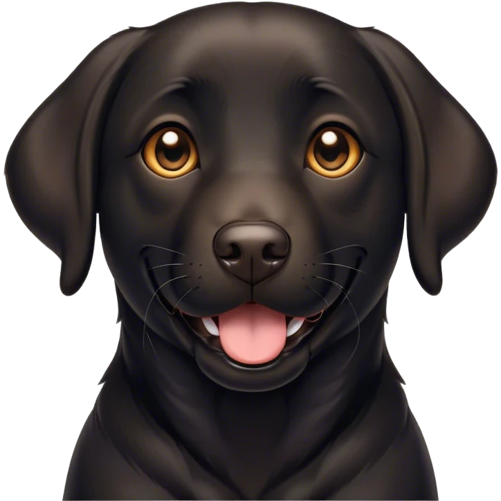 Cinematic Comical Black Labrador Portrait Emoji, Head tilted dramatically with an exaggeratedly amused expression, featuring a sleek black Fur with a glossy finish, wide, expressive brown eyes filled with playful disbelief, Simplified yet hilariously expressive features, highly detailed, glowing with a slightly sassy glow, high shine, dramatic yet playful, stylized with an air of cheeky mischief, bright and endearing, soft glowing outline, capturing the essence of a spirited and over-the-top companion, so meme-worthy it feels like it could side-eye its way into internet fame instantly! emoji