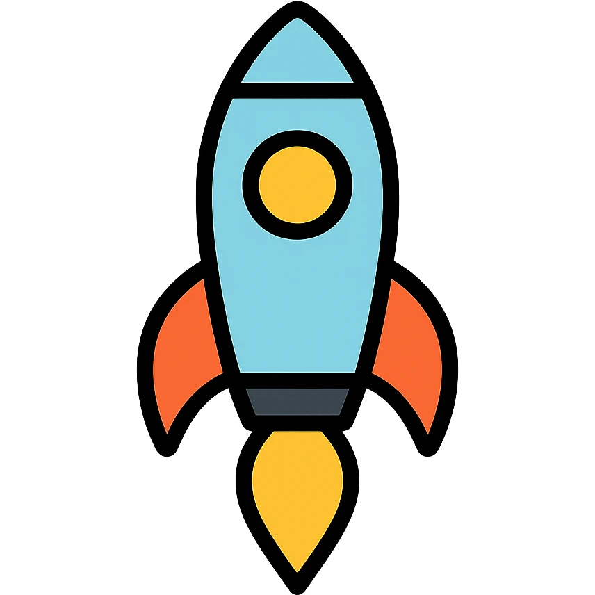 A rocket icon with a sleek, modern design, featuring clean lines and a minimalist color scheme. emoji