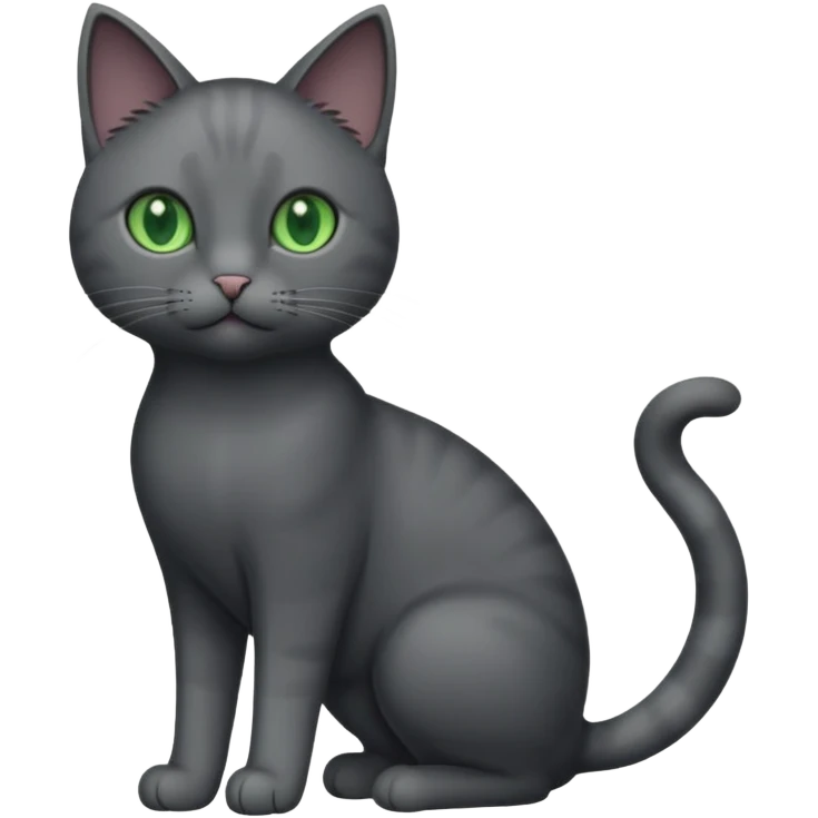 full body solid dark grey cat with green eyes and white paws and white whiskers emoji