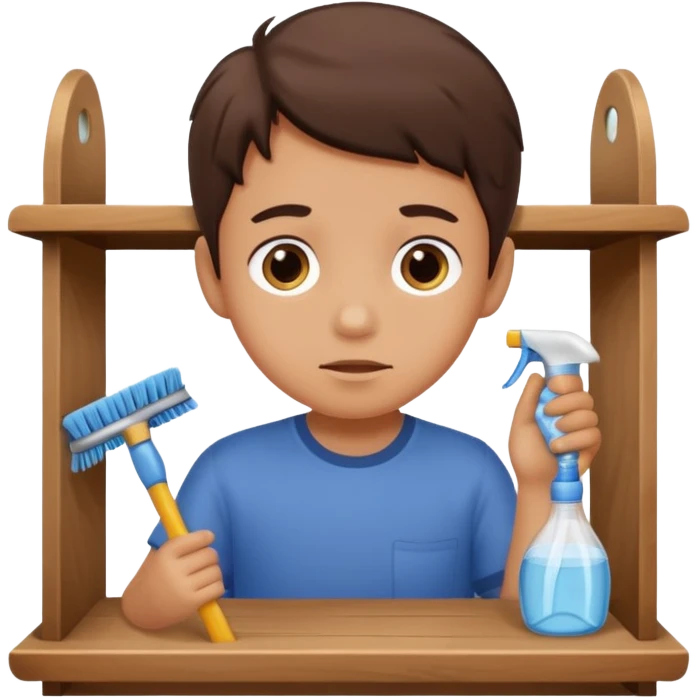 kid anxious cleaning a shelf emoji