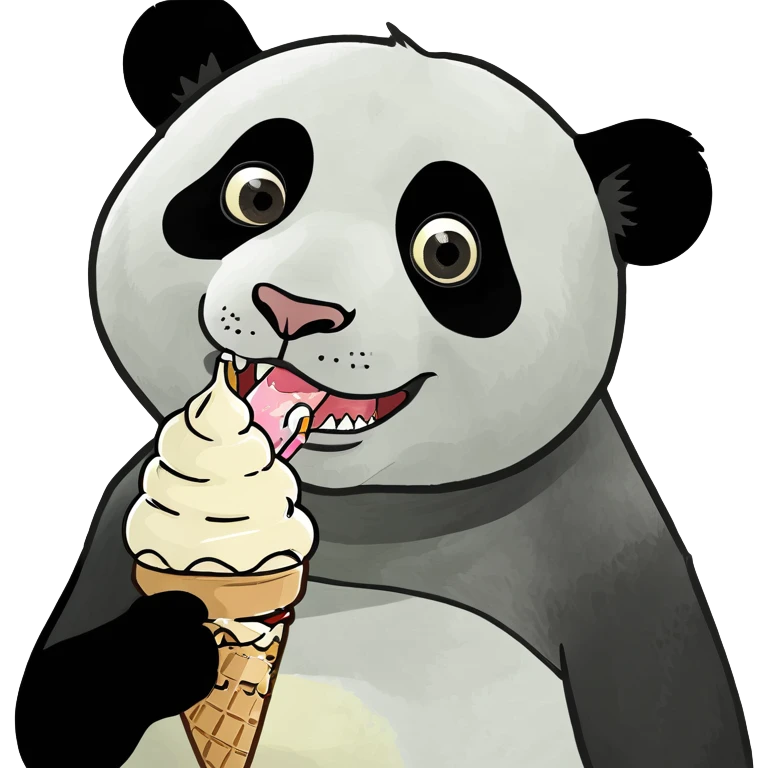 Panda eating ice cream emoji