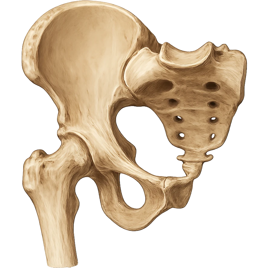 isolated human hip bone on white background, realistic style, anatomical details emoji