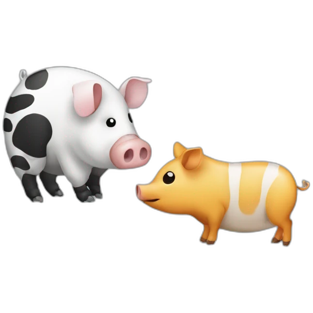 Yin Yang black and white pig armadillo cow centipede insect emoji