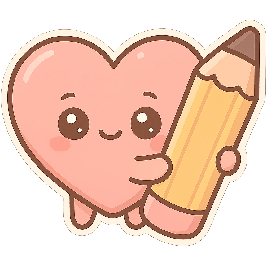 heart with a pencil motif emoji