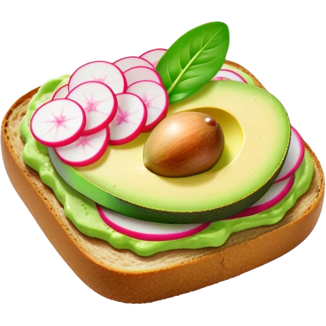 Avocado sourdough toast topped with radish slices  emoji