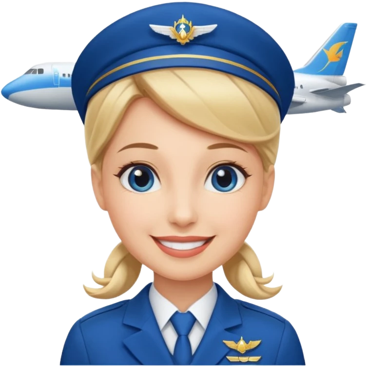 stewardess and airplanes behind the stewardess emoji