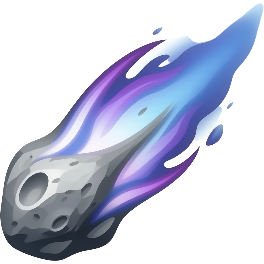 une comete avec des trainees violette et bleues emoji