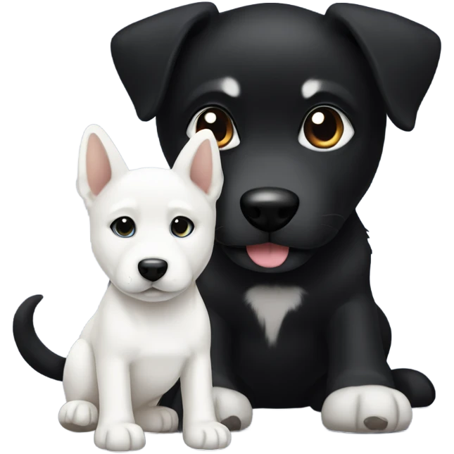 Black dog puppy with white dog husky emoji