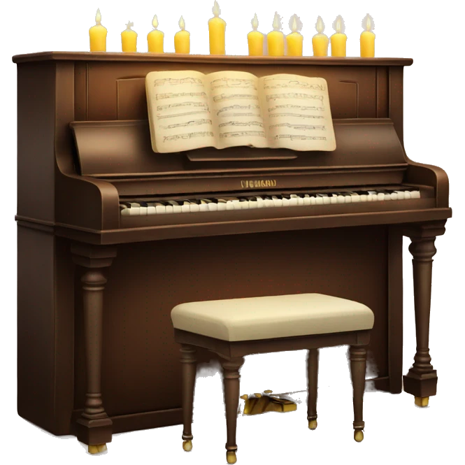 vintage piano with candles on top emoji
